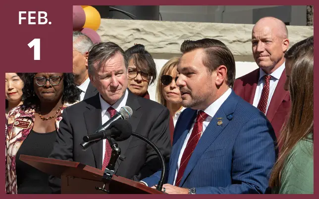 Adam Anderson speaking at Florida capitol with the text 